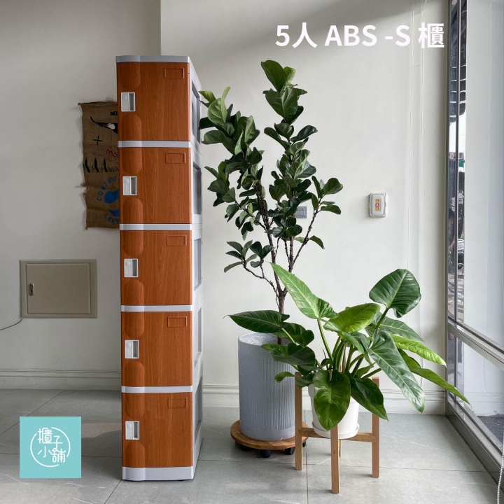 10人 ABS櫃- S 木紋門板- 把手櫃帶鎖書櫃